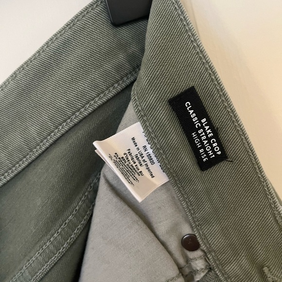 Veronica Beard Blake High Waist Straight Leg Crop Green Jeans 27 - Picture 4 of 5